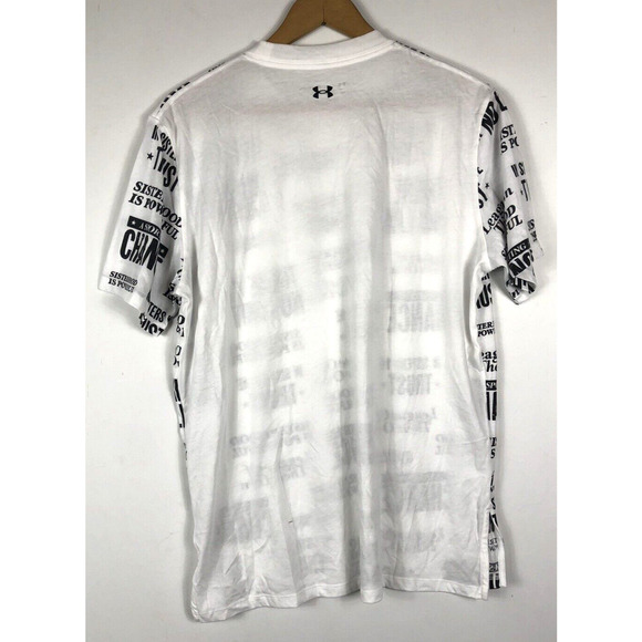 Under Armour International Women's Day T Shirt XS Loose Oversized White NEW - Picture 3 of 5